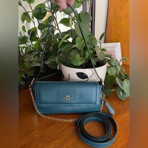 Coach Etta Shoulder Bag in Teal Leather